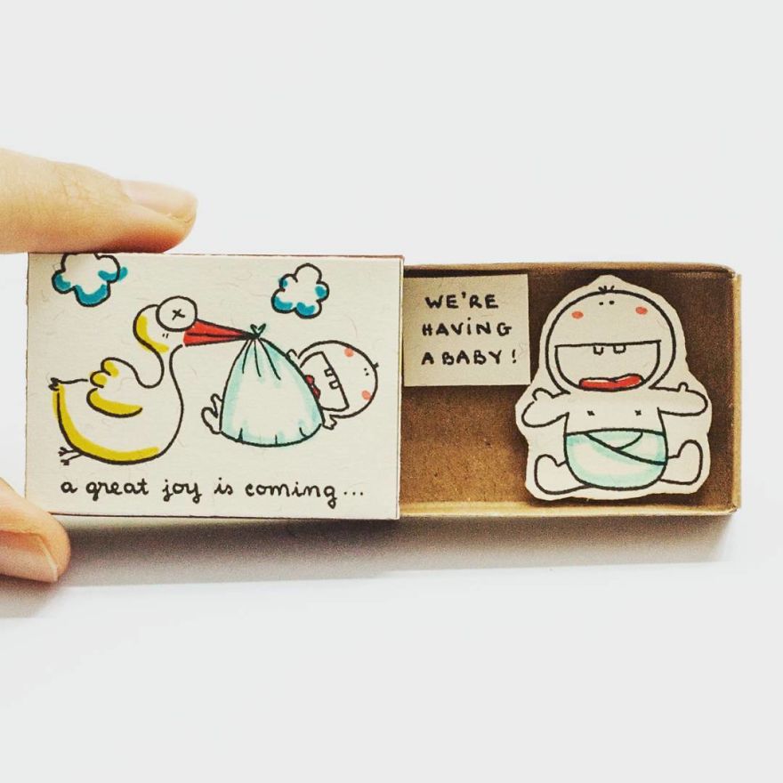 "We're having a baby" Baby Announcement Card Matchbox