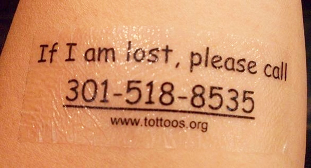 Get Your Kid A Temporary Tattoo With Your Phone Number