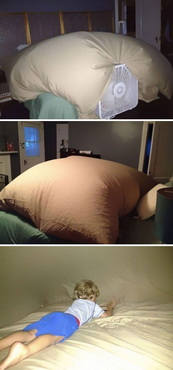 Use A Fan To Inflate Your Children’s Bed Fort