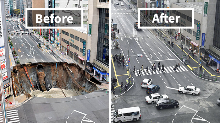 Japan Fixes Fukuoka City Sinkhole In 2 Days