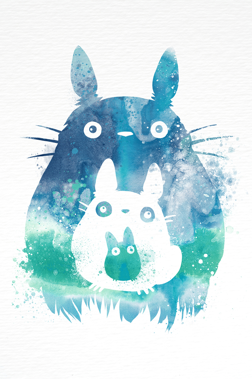 Totoro And Mini Totoros Watercolor Painting By Penelope