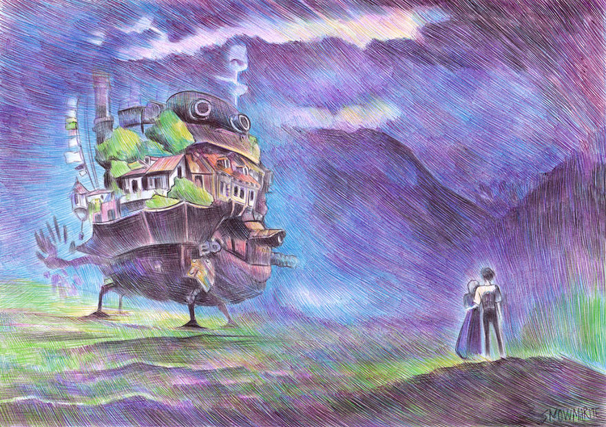 Howl's Moving Castle Ballpoint Pen Drawing By Marite Desaine