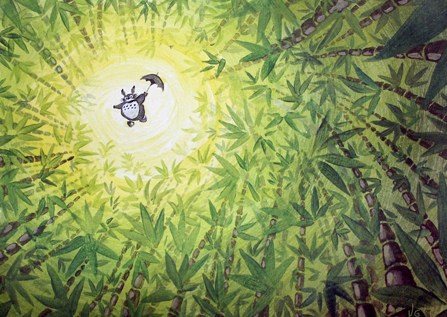 Totoro Flying Acrylic Painting By Sigyn85
