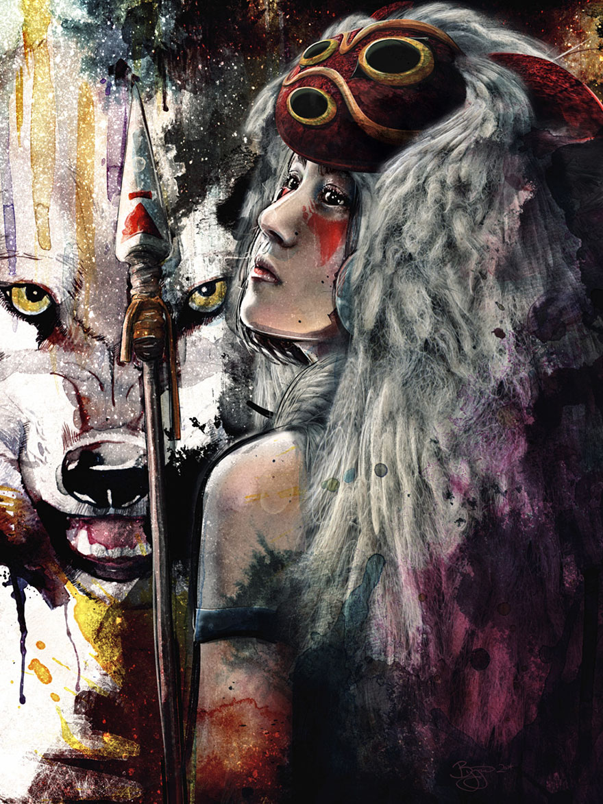 Mononoke Wolf Forest Spirit Painting By Barrett Biggers