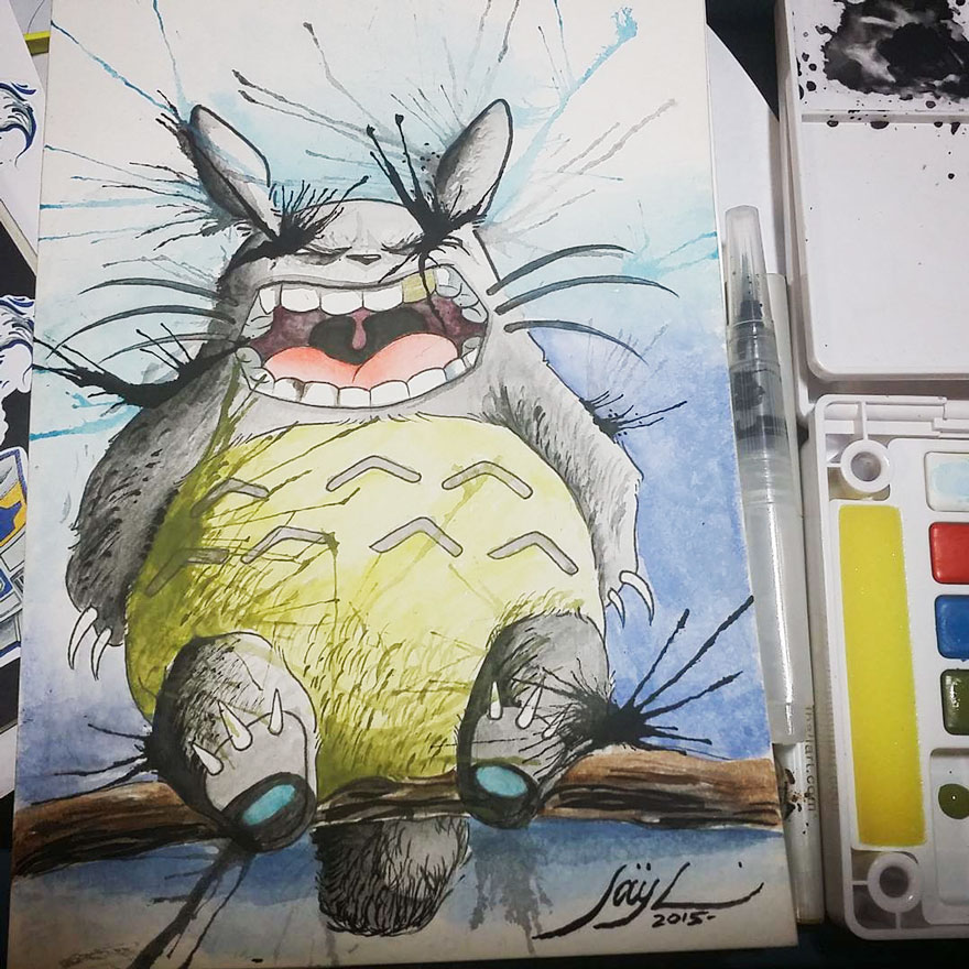 Totoro Watercolor Painting By Jayjay Linayao