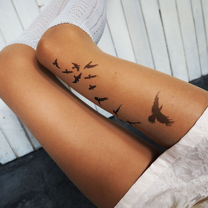 Tights with tattoo design
