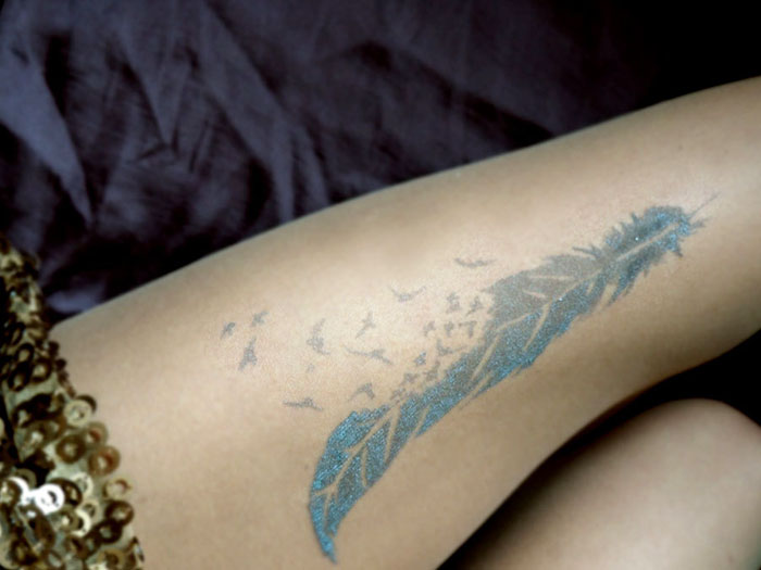 Blue Sparkle Feather Tights