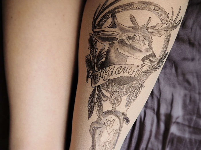 Deer, Clock Tattoo Tights