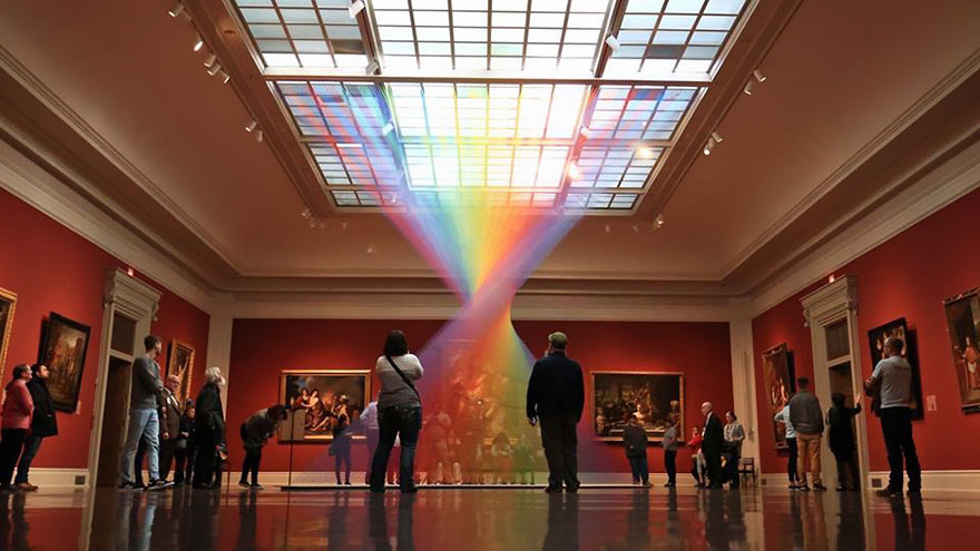 Man-Made Rainbow Trapped Inside This Gallery Is Made Of 1000s Of Colored Threads