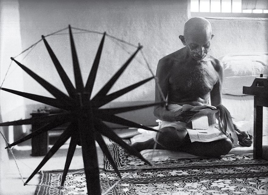 Gandhi And The Spinning Wheel, Margaret Bourke-White, 1946