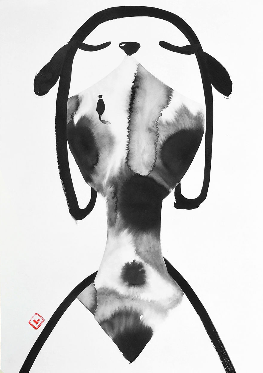 I Create Black Ink Surrealistic Drawings