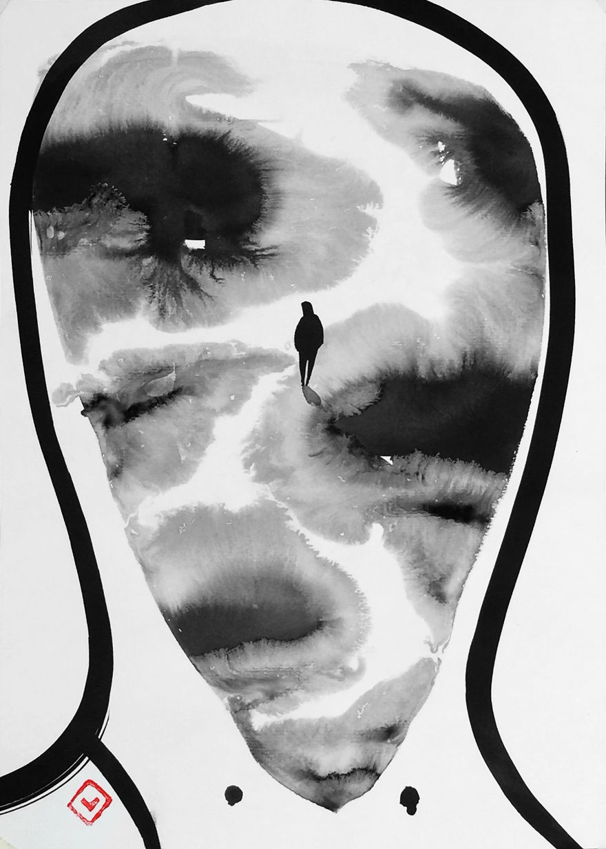 I Create Black Ink Surrealistic Drawings