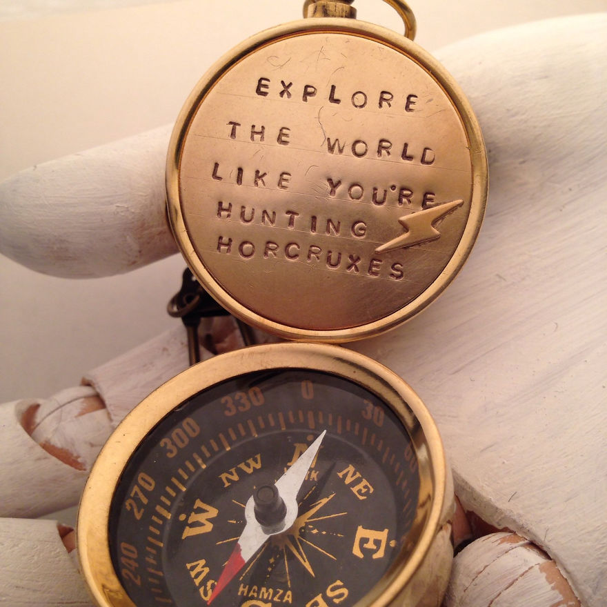 compass with a quote