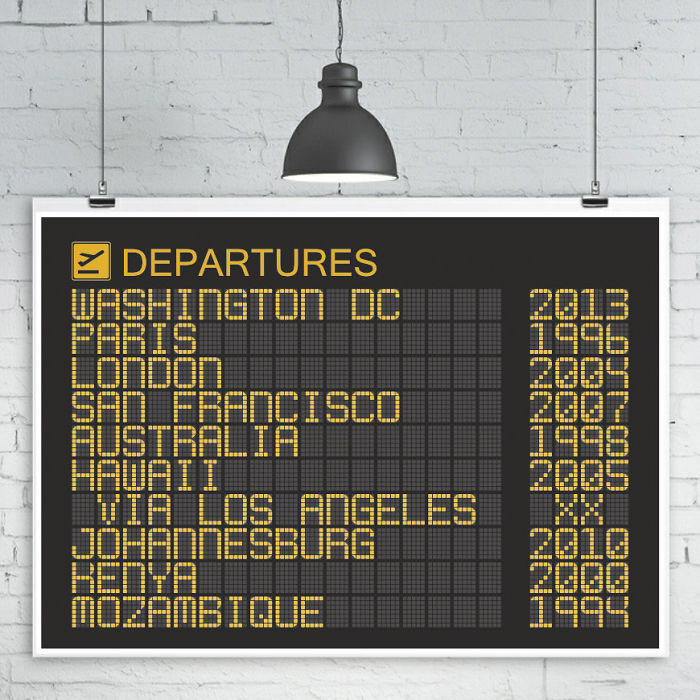Airport Departures Board Poster