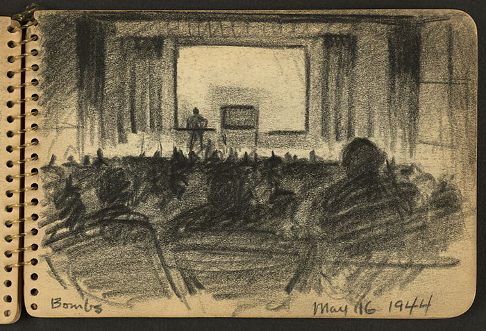 Bombs. Audience In Auditorium Listening To Lecture While Stationed At Fort Jackson, South Carolina