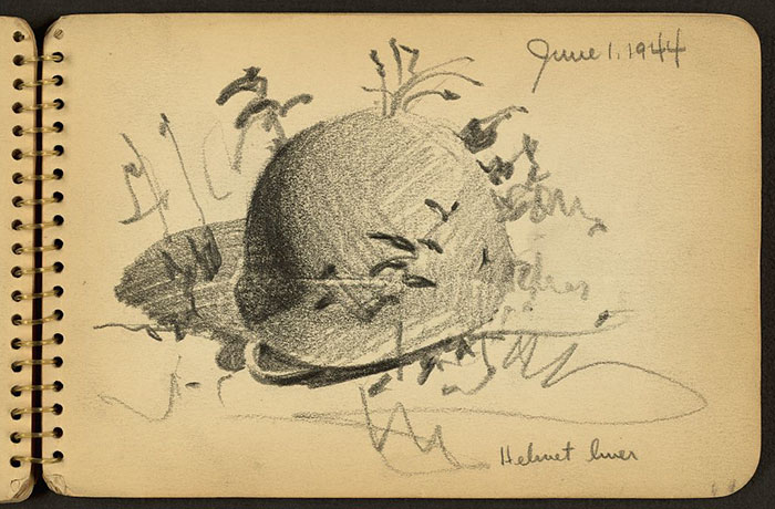 Helmet Liner On Ground Drawn While Stationed At Fort Jackson, South Carolina