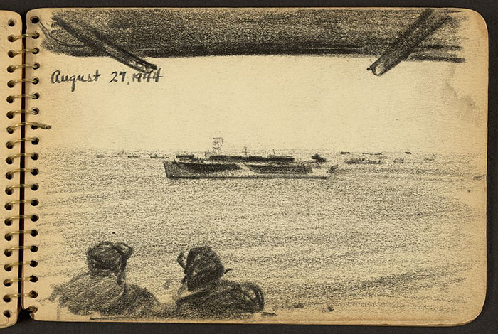 Soldiers Looking At Ship In The Distance