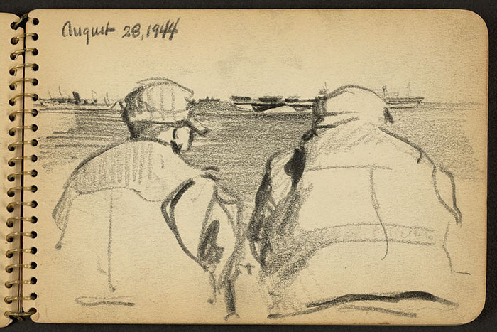 Two Soldiers Looking Out To Sea