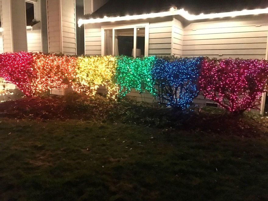 Woman Hangs 10,000 Rainbow Christmas Lights To Protest Against An Anti-LGBT Neighbor
