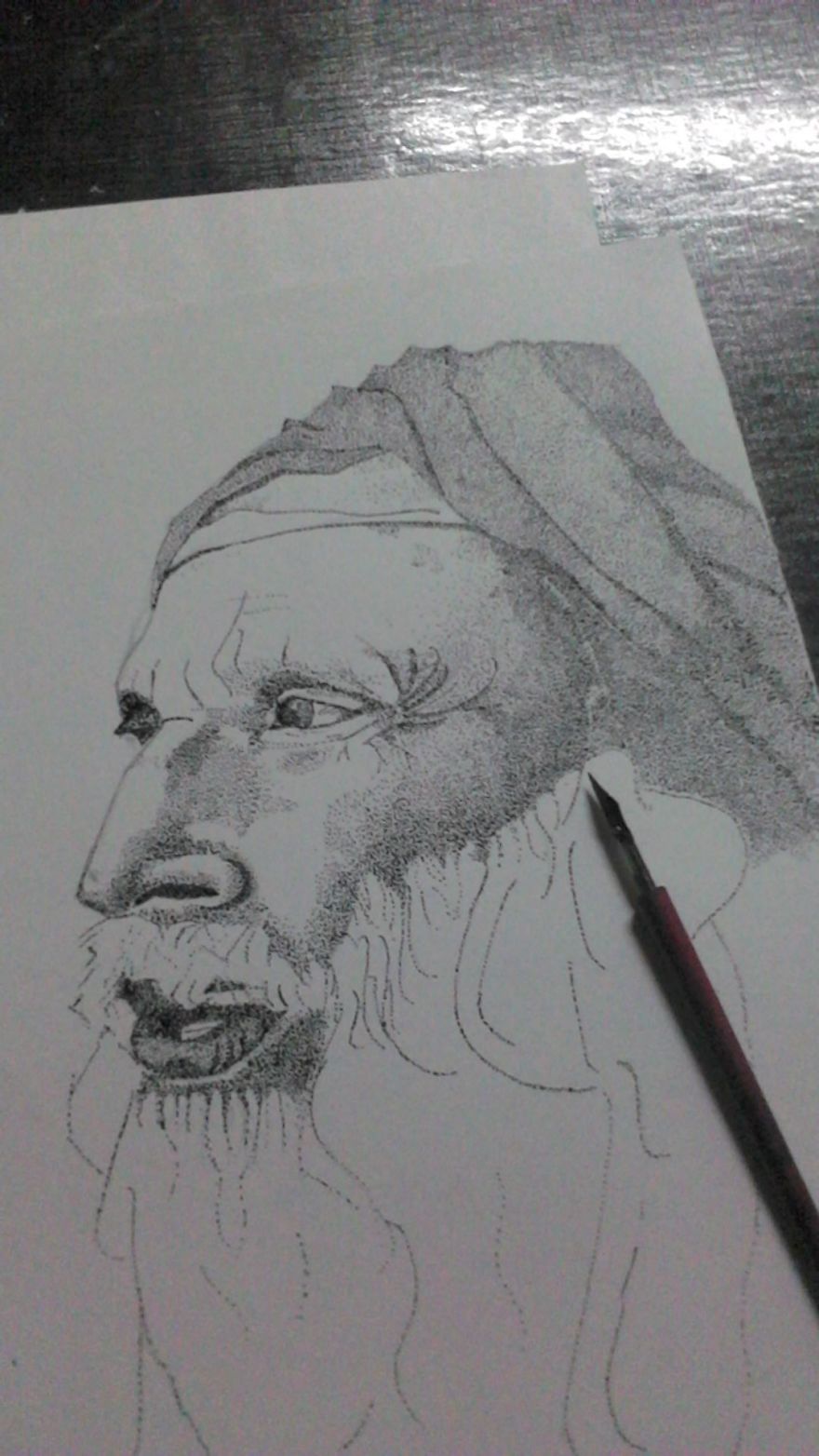 I Made A Random Portrait With Ink Dots.