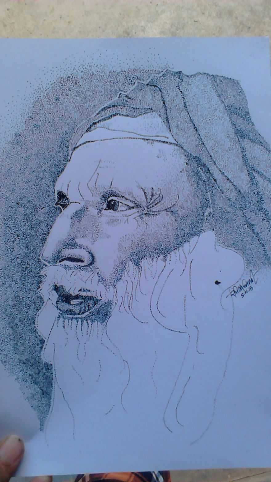 I Made A Random Portrait With Ink Dots.