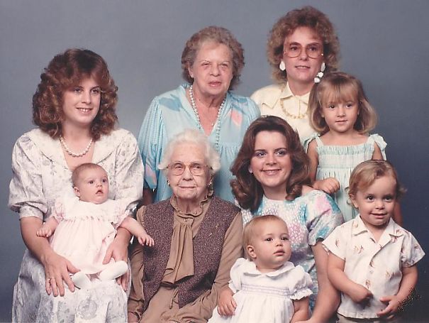 Five Generation Family Photo Taken In 1986