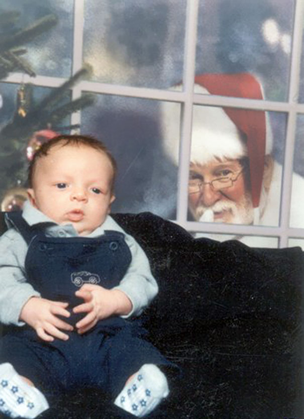 Creepy Santa Sneaks Up On Baby