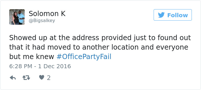 Office Party Fail Tweet
