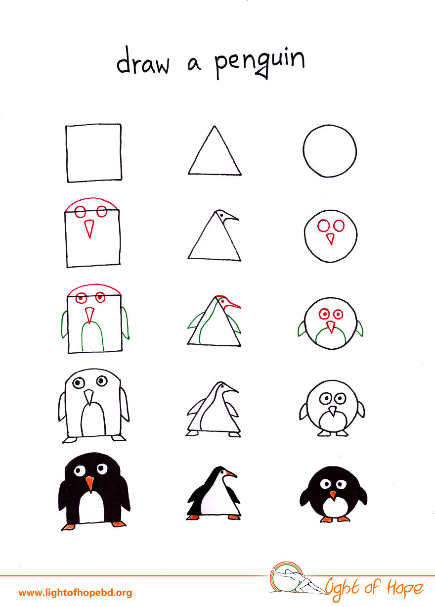 How To Draw Any Animal From Squares, Triangles, And Circles | Bored Panda