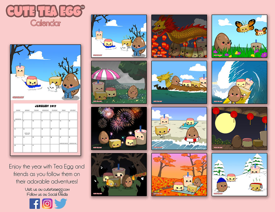 Cute Tea Egg Calendar 2017 -- Inspired By Snacks From Taiwan! Cute Tea Egg Calendar 2017 -- Inspired By Snacks From Taiwan!