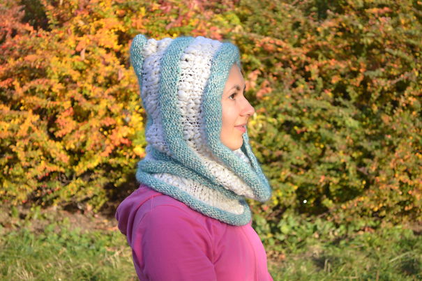 Hooded Knitted Scarf