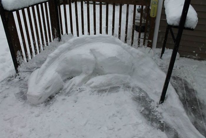 We Create These Snow Sculptures In Our Backyard