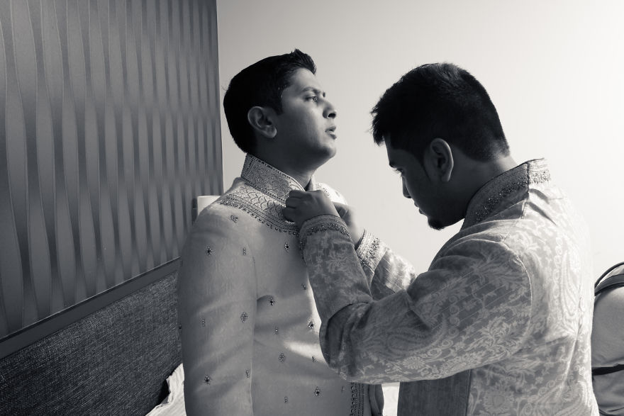 Indian Couple Getting Ready On Their Wedding Day