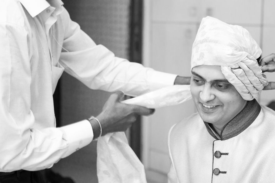 Indian Couple Getting Ready On Their Wedding Day
