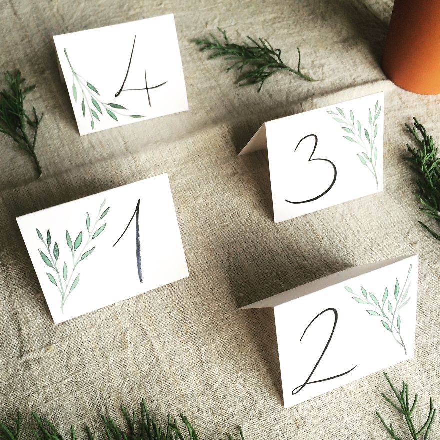 Handmade Table Numbers For A Wedding
