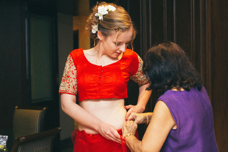 Indian Couple Getting Ready On Their Wedding Day