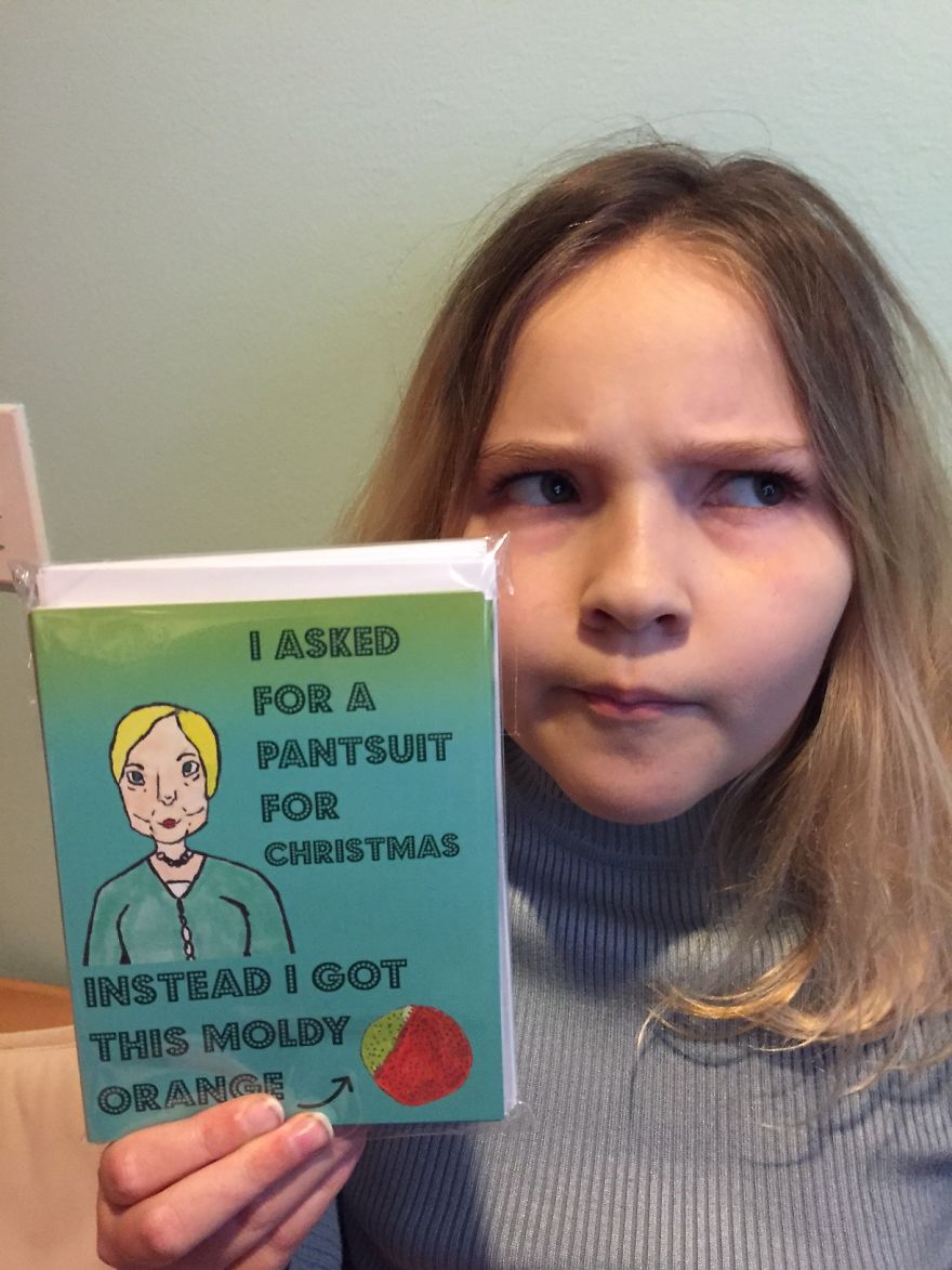 My 11-Year-Old Daughter Was Sad About The Election Results, So She Made This Xmas Card To Express Her Feelings My 11-Year-Old Daughter Was Sad About The Election Results, So She Made This Xmas Card To Express Her Feelings