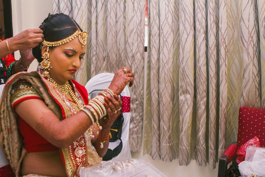 Indian Couple Getting Ready On Their Wedding Day