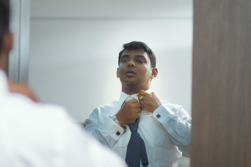 Indian Couple Getting Ready On Their Wedding Day