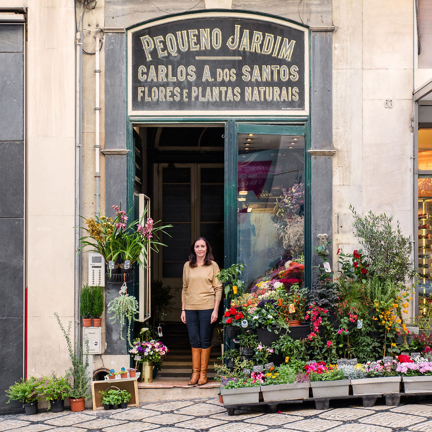 Elisabete Monteiro Amid The Flowers And Plants Of Her Florist