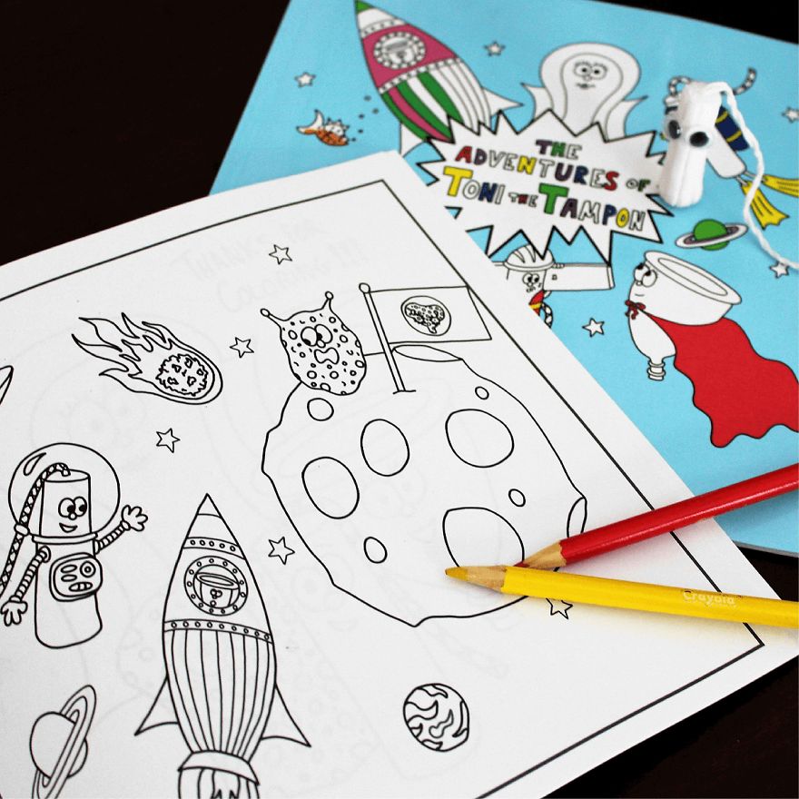 Period Coloring Book With Tampon Characters