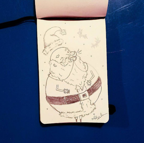 Countdown To Christmas With Daily Sketches Of Santa!