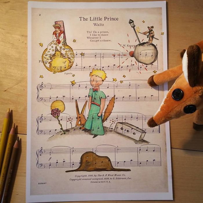 I Draw Scenes From Famous Animated Movies On Music Sheets Of Their 