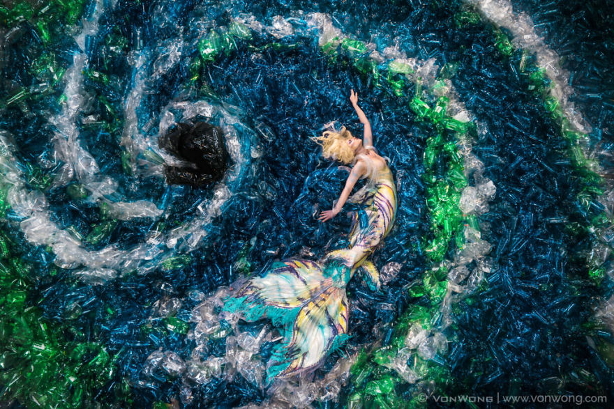Photography Uses Colorful Mermaids And 10,000 Bottles To Promote Tackling Plastic Pollution