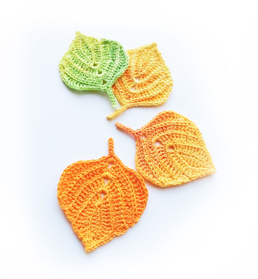 I Create Crochet Autumn Leaves And Paint Them By Hand