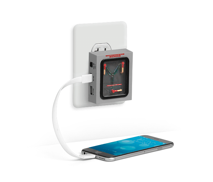This "Back To The Future" Flux Capacitor Charger Lights Up When Your Phone's Battery Hits 88%