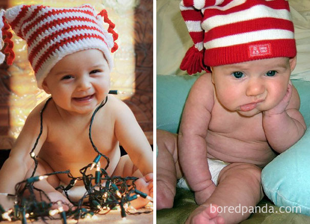 Baby With A Christmas Hat. Nailed It