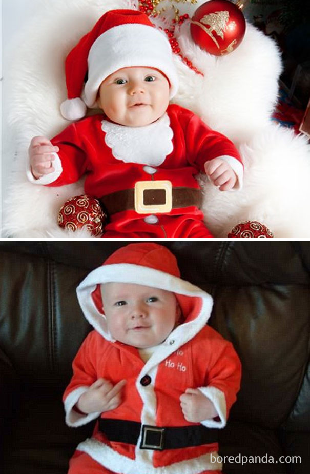 Baby In Santa Claus Costume. Nailed It