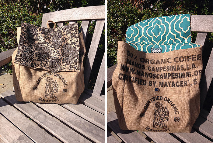 Upcycled Burlap Coffee Sack Backpack