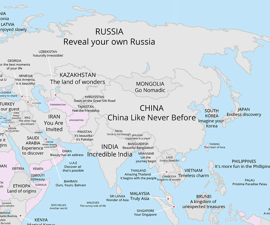 Map Reveals Every Country's Tourism Slogan